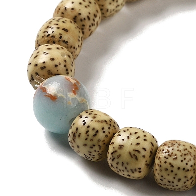 Moon and Star Bodhi & Synthetic Shoushan Stone Beaded Stretch Bracelets BJEW-B080-11-1