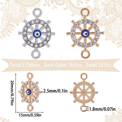 SUNNYCLUE 32Pcs 2 Colors Alloy Crystal Rhinestone Connector Charms FIND-SC0006-53-1