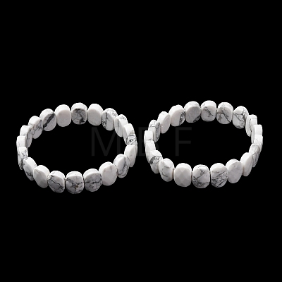Natural Howlite Faceted Beaded Stretch Bracelets for Women BJEW-K251-07S-1