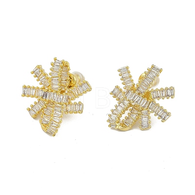 Bowknot Brass Micro Pave Cubic Zirconia Stud Earrings for Women EJEW-Q391-28G-02-1