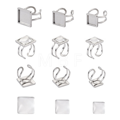 1 Box 9Pcs 304 Stainless Steel Cuff Pad Ring Settings DIY-PJ0001-11-1