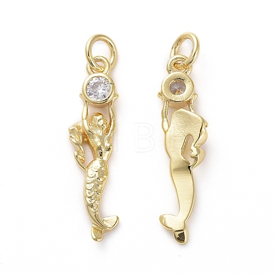 Brass Micro Pave Cubic Zirconia Pendants ZIRC-G155-02G-1
