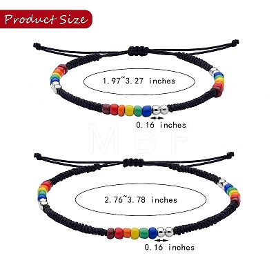 4Pcs 4 Style Glass Seed & 303 Stainless Steel Braided Bead Bracelets and Anklets Set SJEW-SW00003-03-1