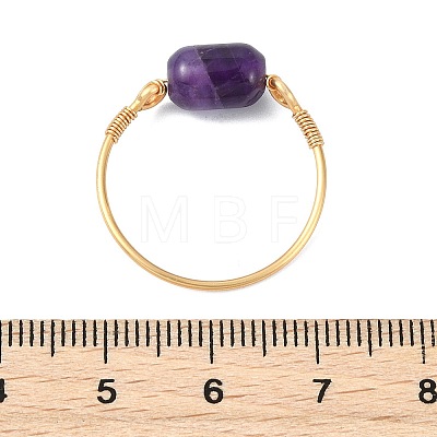 Natural Amethyst & Apatite & Tiger Eye & Amazonite & Rose Quartz Beads Finger Rings RJEW-JR01043-1