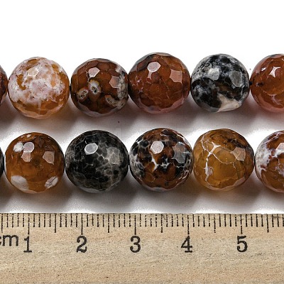 Faceted Natural Fire Crackle Agate Beads Strands G-F447-12mm-N14-1