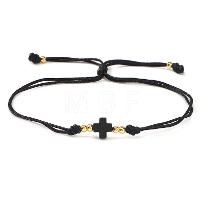 Adjustable Brass & Acrylic Beads Slider Bracelets NV0249-4-1