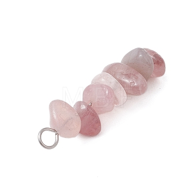 3Pcs Natural Rose Quartz & Aquamarine & Rose Quartz Chip Beaded Constellation Pendants PALLOY-JF03043-04-1