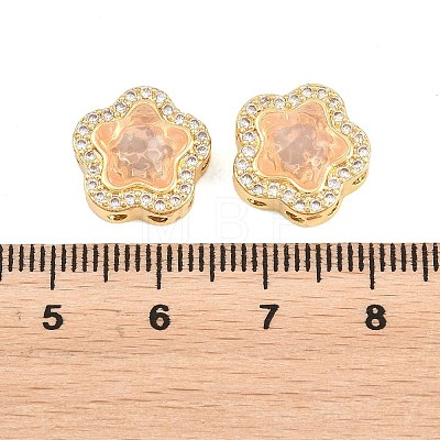 Brass Clear Cubic Zirconia Beads KK-B186-01G-01-1