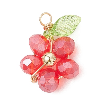 7Pcs Glass Pendants PALLOY-JF04732-1