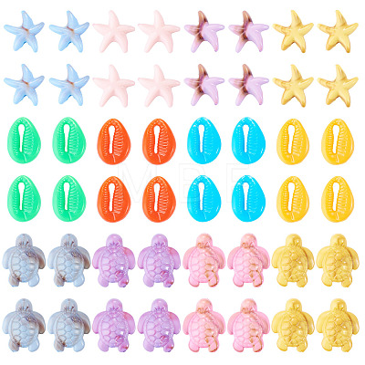 200Pcs 3 Styles Ocean Animal Opaque Acrylic Beads OACR-TA0005-04-1
