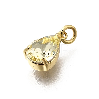 Teardrop Brass with Glass Charms KK-G525-09G-1