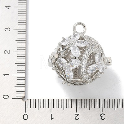 Rack Plating Brass Clear Cubic Zirconia Bead Cage Pendants KK-L224-006P-1