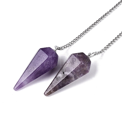 Natural Amethyst Dowsing Pendulum Pendants AJEW-N005-01A-1