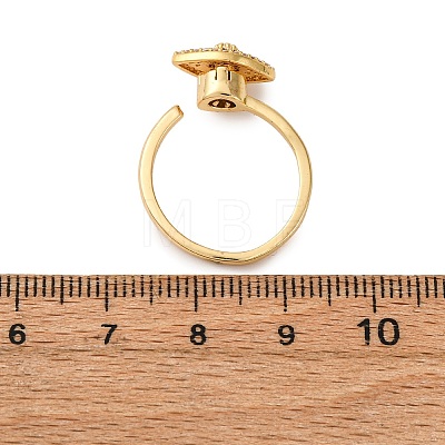 Brass Micro Pave Cubic Zirconia Rotating Cuff Rings RJEW-S636-02G-1