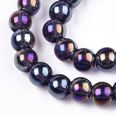 Electroplate Transparent Glass Beads Strands GLAA-T032-T6mm-AB03-1