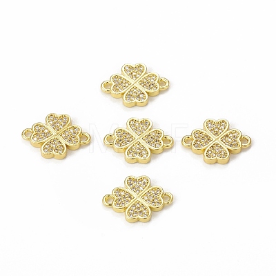 Brass Micro Pave Clear Cubic Zirconia Connector Charms KK-E068-VB338-1