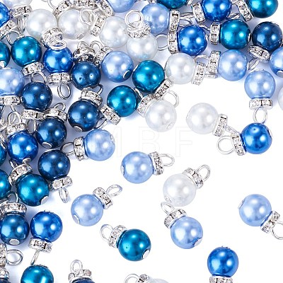 70Pcs 5 Colors Glass Pearl Pendants PALLOY-TAC0321-1