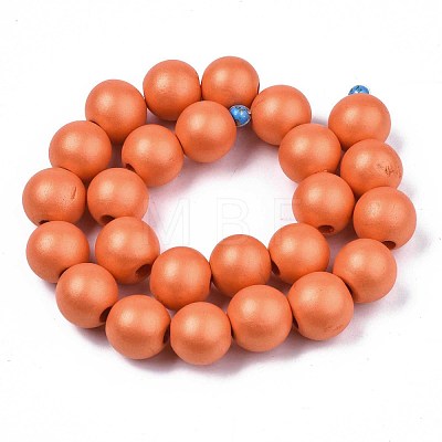 Painted Natural Wood Beads Strands WOOD-S053-58H-1