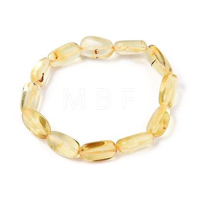 Natural Amber Beaded Stretch Bracelets for Men Women BJEW-T018-23-1