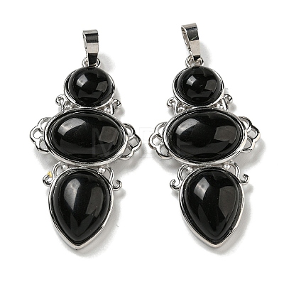 Natural Obsidian Pendants G-Q158-04N-1