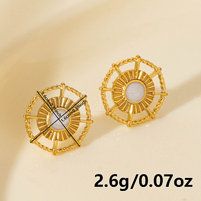 Vintage French Style Stainless Steel Sun Stud Earrings BK1028-2-1