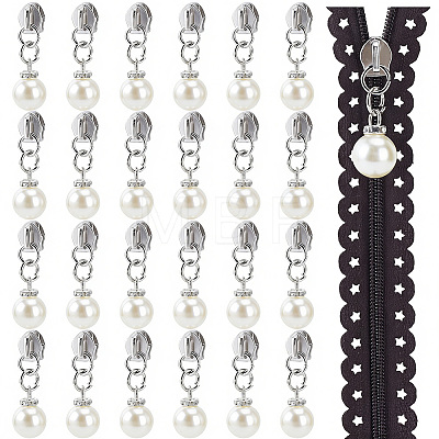 30Pcs Zinc Alloy with Round Resin Replacement Zipper Sliders FIND-CY0002-22P-1