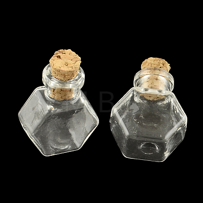 Hexagon Glass Bottle for Bead Containers AJEW-R045-03-1