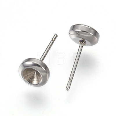 304 Stainless Steel Post Stud Earring Settings STAS-I097-007B-P-1