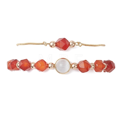 2Pcs 2 Styles Natural Carnelian Beaded Bracelets BJEW-JB13009-02-1