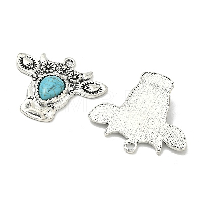 Bohemian Synthetic Turquoise Cattle Pendants FIND-Z112-01AS-08-1