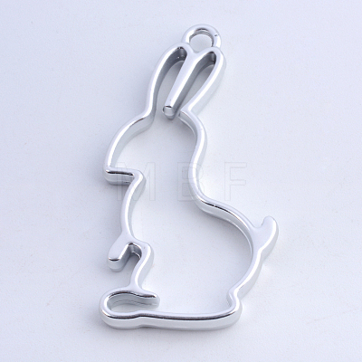 Alloy Bunny Open Back Bezel Pendants X-PALLOY-S047-41B-FF-1