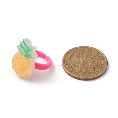 3D Fruit Resin Open Cuff Rings for Kids RJEW-JR00576-1