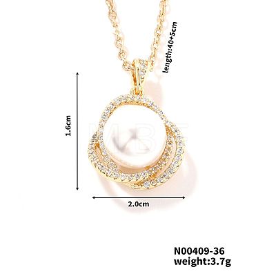 Brass Pave Clear Cubic Zirconia Pendant Necklaces ER6847-1