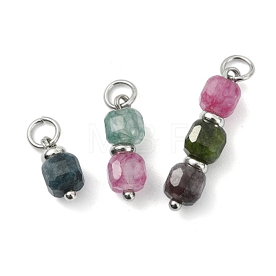 3Pcs 3 Styles Natural Multicolor Tourmaline Beads Pendants PALLOY-JF05292-02-1