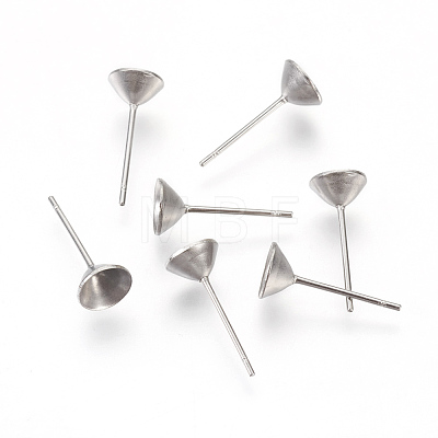 Non-Tarnish 304 Stainless Steel Post Stud Earring Settings STAS-E446-01D-P-1