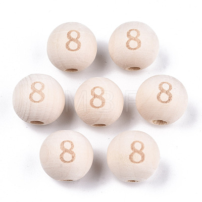 Unfinished Natural Wood European Beads WOOD-S045-141A-8-1