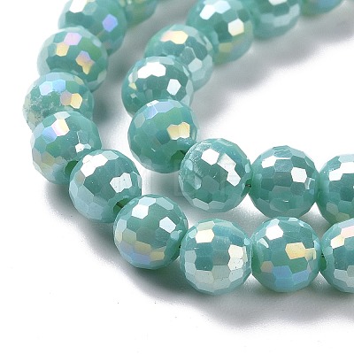 Electroplate Opaque Solid Color Glass Beads Strands GLAA-E036-10-M-1