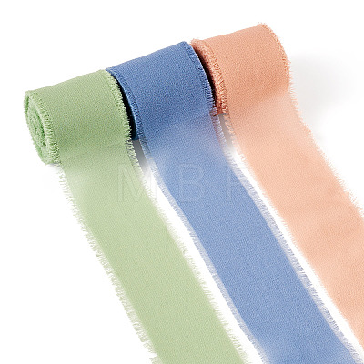 3 Rolls Polyester Raw Edges Ribbons SRIB-TAC0002-26D-1