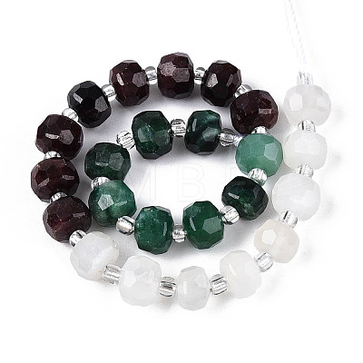Natural Fuchsite & Garnet & White Moonstone Beads Strands G-T144-20B-01-1