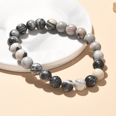 Natural Netstone Bead Stretch Bracelets X-BJEW-K212-B-021-1