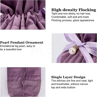  Velvet Jewelry Bags with Drawstring & Plastic Imitation Pearl TP-NB0001-20E-1