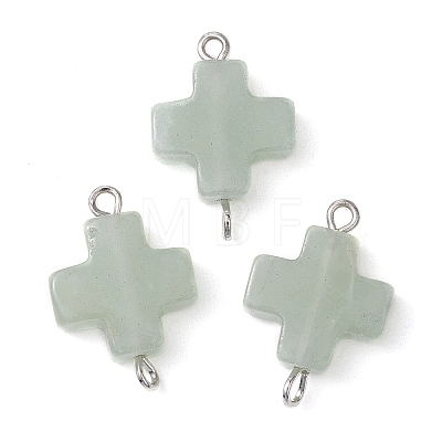 Natural Mixed Gemstone Cross Connector Charms PALLOY-JF02827-1