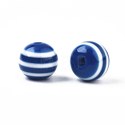 Round Striped Resin Beads RESI-R158-8mm-12-1