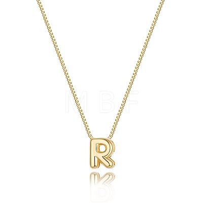 Brass Initial Pendant Box Chain Necklaces for Women FS-WG5C822-18-1