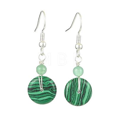 4 Pairs Natural Mixed Stone & Synthetic Cherry Quartz Glass & Synthetic Malachite Dangle Earrings for Women EJEW-TA00565-1