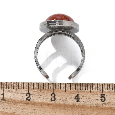 Oval Natural Red Jasper Finger Rings RJEW-M062-02P-14-1