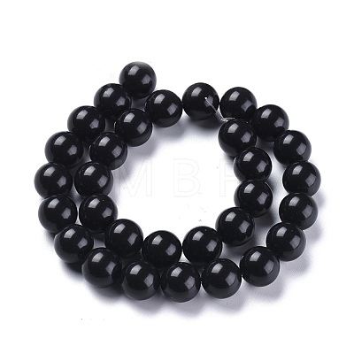 Natural Black Stone Beads Strands G-I288-A02-12mm-1