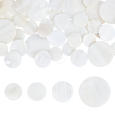 40Pcs 4 Styles Natural Freshwater Shell Cabochons SHEL-WR0001-11-1