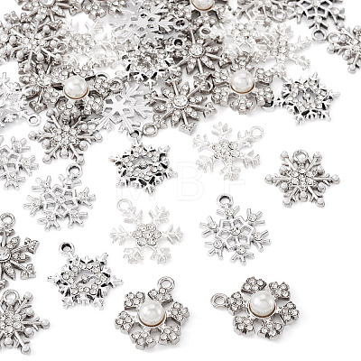 36Pcs 6 Styles Alloy Rhinestone Pendants FIND-TA0010-05-1