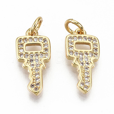 Brass Micro Pave Clear Cubic Zirconia Pendants ZIRC-S067-153-NF-1